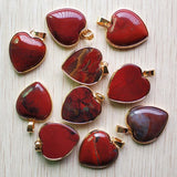 10pcs Natural Rainbow Stone Heart Shape Pendants 25mm