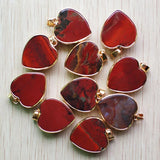 10pcs Natural Rainbow Stone Heart Shape Pendants 25mm