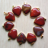 10pcs Natural Rainbow Stone Heart Shape Pendants 25mm