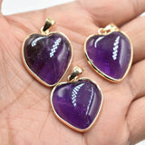 Natural Amethyst Heart Pendant 25mm for Jewelry Making