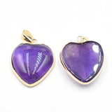 Natural Amethyst Heart Pendant 25mm for Jewelry Making