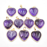 Natural Amethyst Heart Pendant 25mm for Jewelry Making