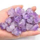 Natural Stone Amethyst Irregular Shape Pendants for Jewelry Making