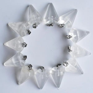 12pcs Natural Stone Quartz Crystal Pendant Pendulum for DIY Jewelry Making