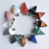 12pcs Natural Stone Quartz Crystal Pendant Pendulum for DIY Jewelry Making