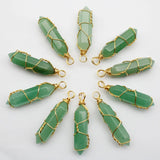 Green Aventurine Pillar Pendant for Jewelry Making Pendulum Chakra