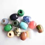 12pcs Natural Stone 16x18mm Round Big Hole Beads for DIY Bracelet Jewelry