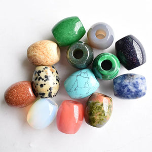 12pcs Natural Stone 16x18mm Round Big Hole Beads for DIY Bracelet Jewelry