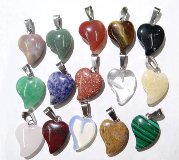 16pcs Tiger Eye Rose Quartzs Pendant Heart Shape DIY Jewelry Making