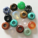 30pcs Natural Mixed Round Stone Beads Big Hole Bead 14*8mm for Bracelet Jewelry
