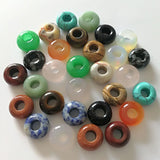 30pcs Natural Mixed Round Stone Beads Big Hole Bead 14*8mm for Bracelet Jewelry
