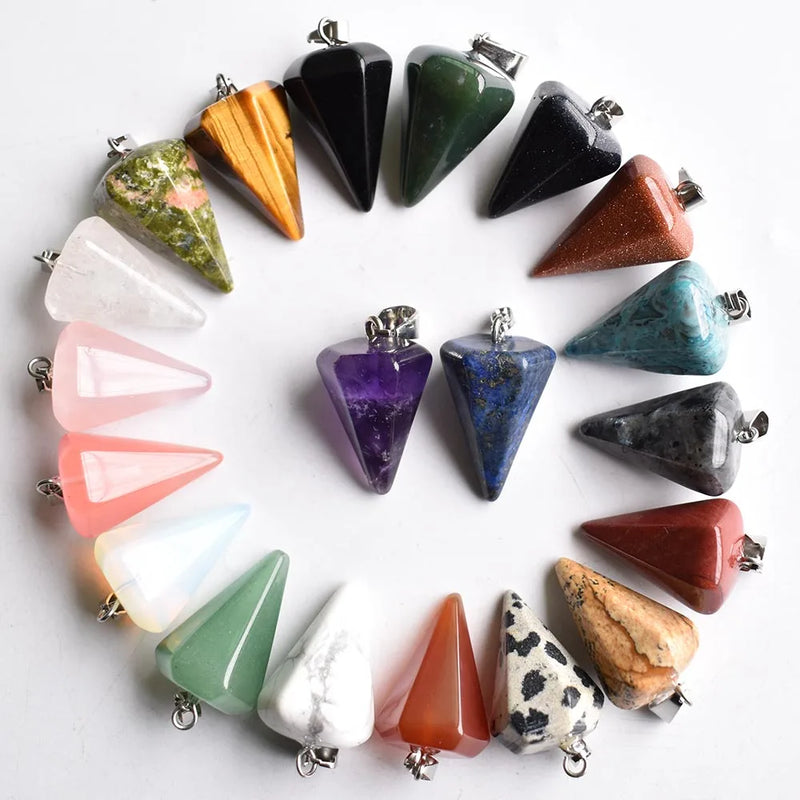 20pcs Natural Stone Quartz Crystal Beads Pendulum for DIY Jewelry