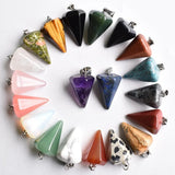 20pcs Natural Stone Quartz Crystal Beads Pendulum for DIY Jewelry