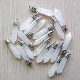 20pcs Natural Crystal Stone Pillar Charms Pendants 10x32mm for Jewelry Making