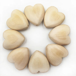 100pcs Natural Wooden Heart Beads for DIY Necklace & Bracelet Making