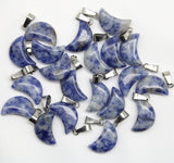 24pcs/lot Sodalite Moon Charms Pendants for DIY Necklace Jewelry