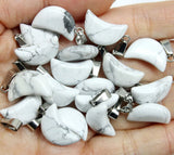 24pcs/lot Sodalite Moon Charms Pendants for DIY Necklace Jewelry