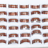 Wood Grain Stainless Steel Ring Wedding Jewelry Men Women
