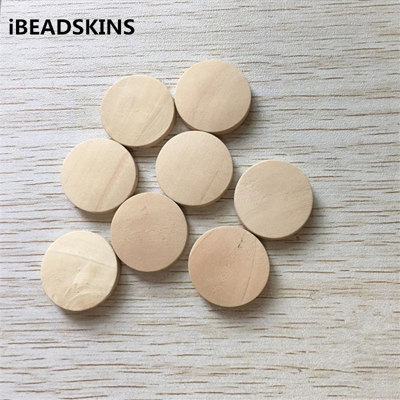 25mm 100pcs Natural Wooden Coin Beads