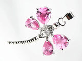 Pink Zircon Dragonfly Pendant Necklace Jewelry