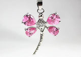 Pink Zircon Dragonfly Pendant Necklace Jewelry
