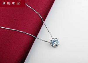 2ct Round Sona Simulated Stone Necklace, Solid Silver Sterling Wedding Pendant