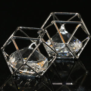 2pcs Crystal Arc Cube Cage Pendant DIY Women Jewelry