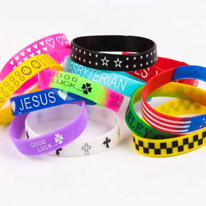 30pcs Multicolor Cross Punk Silicone Bracelet for Men Women
