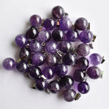 30pcs Amethysts Ball Shape Pendants for Jewelry Making