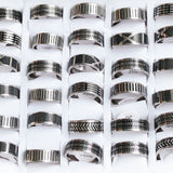 30pcs Classic Stainless Steel Ring 8MM Men's Wedding Jewelry