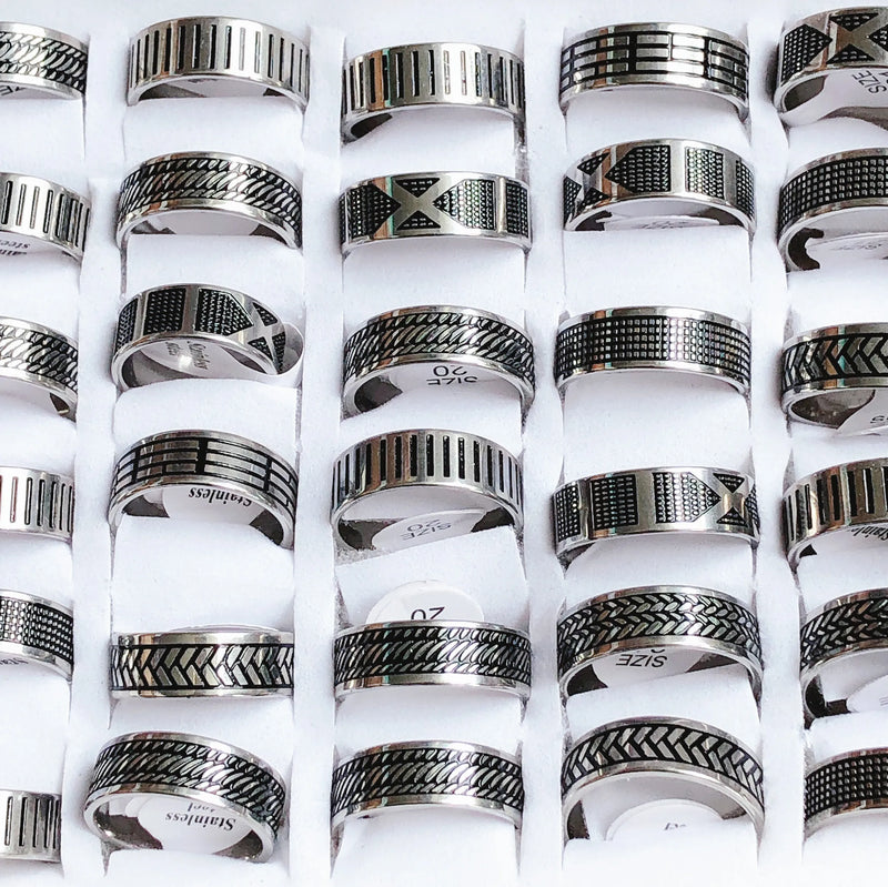 30pcs Classic Stainless Steel Ring 8MM Men's Wedding Jewelry