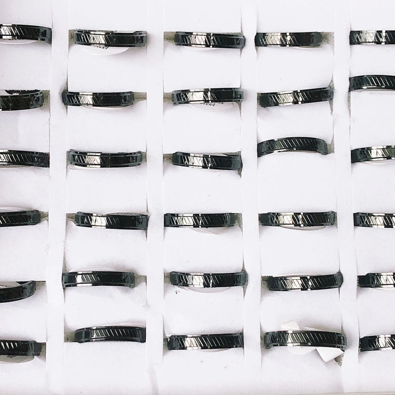 36/50pcs 4mm Wide Mixed Stainless Steel Rings Wedding Jewelry