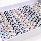 36/50pcs 4mm Wide Mixed Stainless Steel Rings Wedding Jewelry