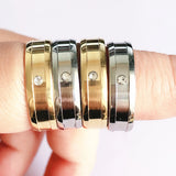 Rhinestone Stainless Steel Rings - Wedding Birthday Jewelry
