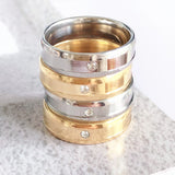 Rhinestone Stainless Steel Rings - Wedding Birthday Jewelry