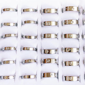 36pcs/lot Forever Love Rhinestone Stainless Steel Couple Rings