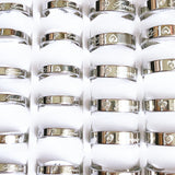 36pcs/lot Forever Love Rhinestone Stainless Steel Couple Rings