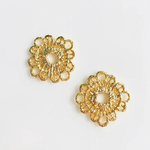 4 pcs Golden Plated Lace Ribbon Charms DIY Craft Findings