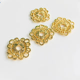 4 pcs Golden Plated Lace Ribbon Charms DIY Craft Findings