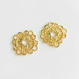 4 pcs Golden Plated Lace Ribbon Charms DIY Craft Findings