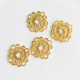 4 pcs Golden Plated Lace Ribbon Charms DIY Craft Findings