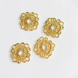 4 pcs Golden Plated Lace Ribbon Charms DIY Craft Findings