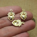 50pcs Antique Bronze Metal Hearts Love Flower Charm Jewelry Charms
