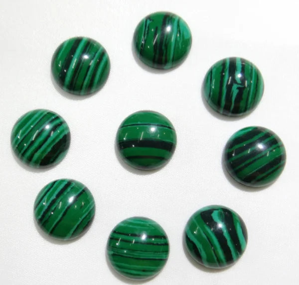 50pcs 14mm Malachite Half Round Cabochons for DIY Jewelry Making