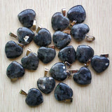50pcs Spectrolite Heart Charms Pendants for Jewelry Making 20mm