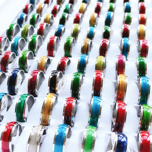 Colorful Cat's Eye Stainless Steel Ring Wedding Jewelry Gift Men Women
