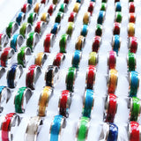 Colorful Cat's Eye Stainless Steel Ring Wedding Jewelry Gift Men Women