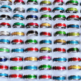 Colorful Cat's Eye Stainless Steel Ring Wedding Jewelry Gift Men Women