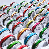 Colorful Cat's Eye Stainless Steel Ring Wedding Jewelry Gift Men Women