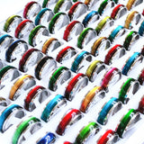 Colorful Cat's Eye Stainless Steel Ring Wedding Jewelry Gift Men Women